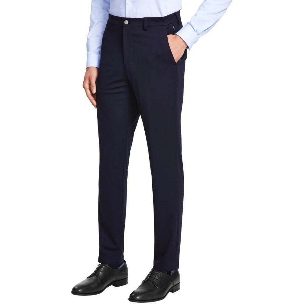 Calvin Klein Men's Slim-Fit Solid Knit Suit Pants 32W 32L Navy E091468‎
